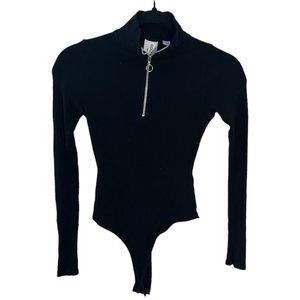 Collusion.Full length zip up Bodysuit. size 2.  High neck Black Longsleeve   503